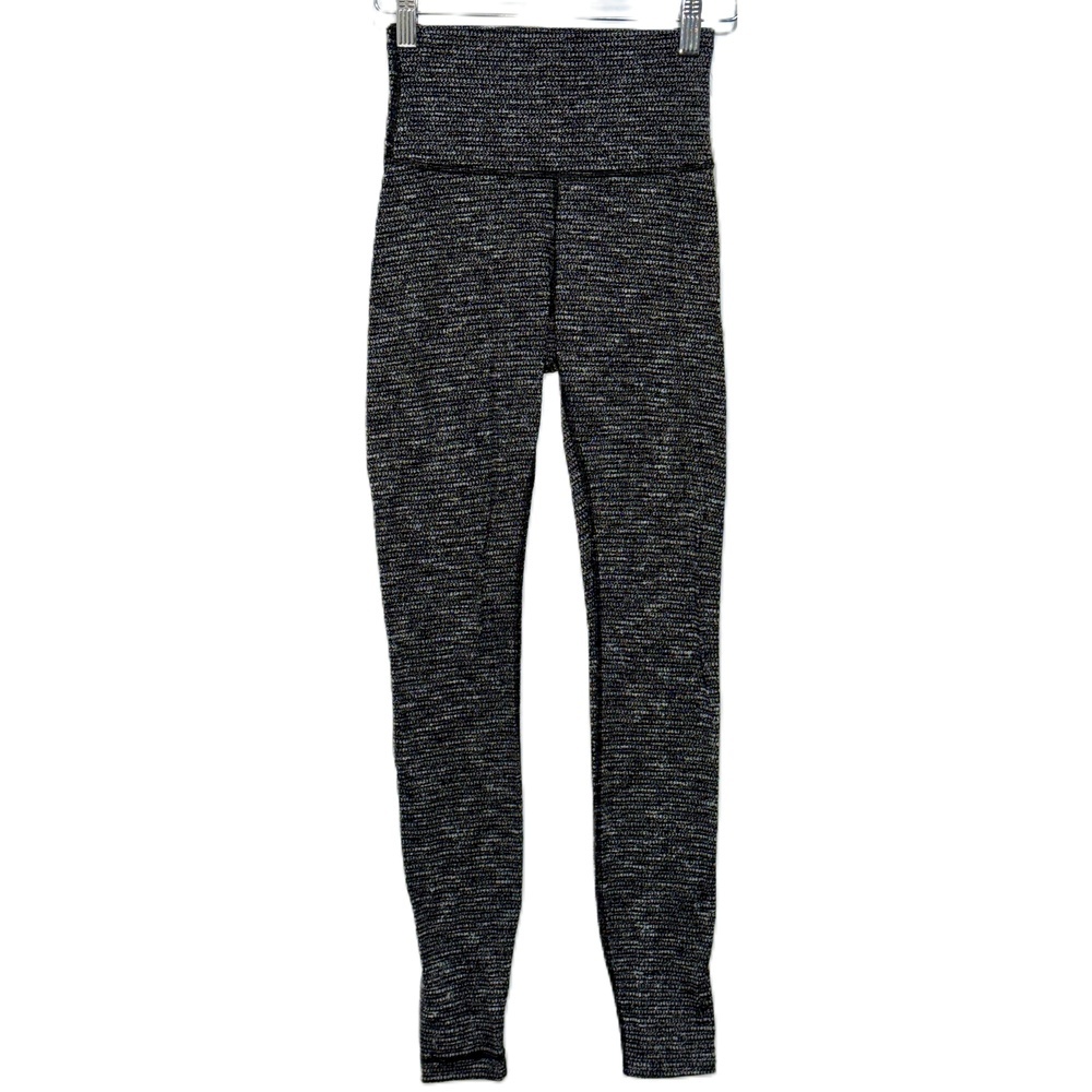 Womens Lululemon Gray Grey Textured High Waisted Long Full Length Leggings Sz 4